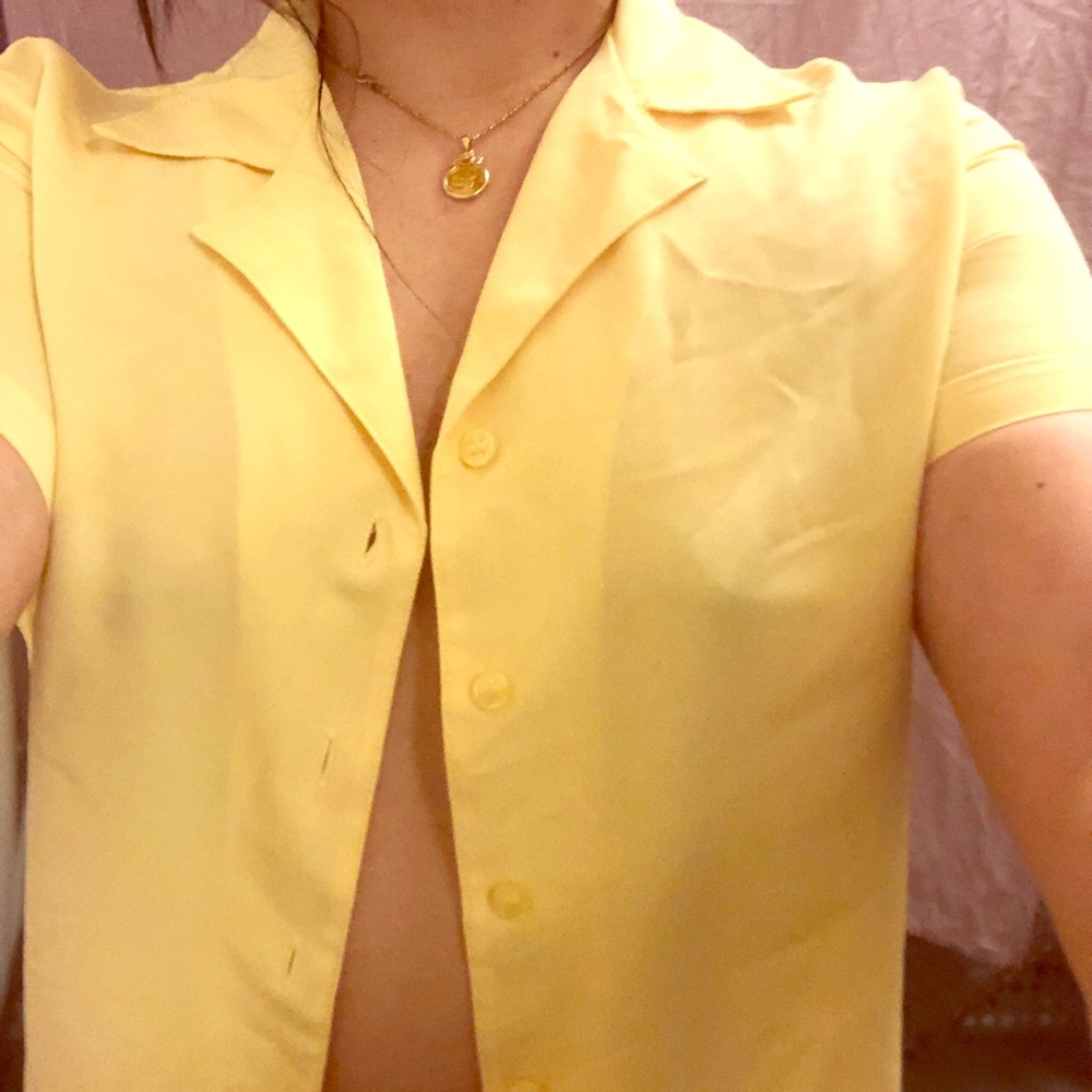 Vintage Daffodil Yellow Button Up
